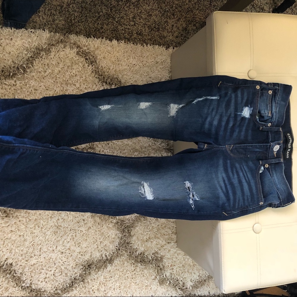 Express boyfriend distressed straight leg jeans